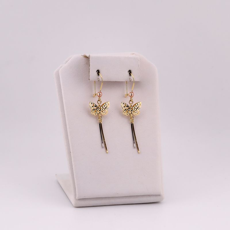 Aretes Largos Mariposa  14k 1.9g
