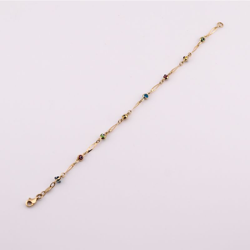 Pulsera Ojitos Colores  14k 2.4g 18cm