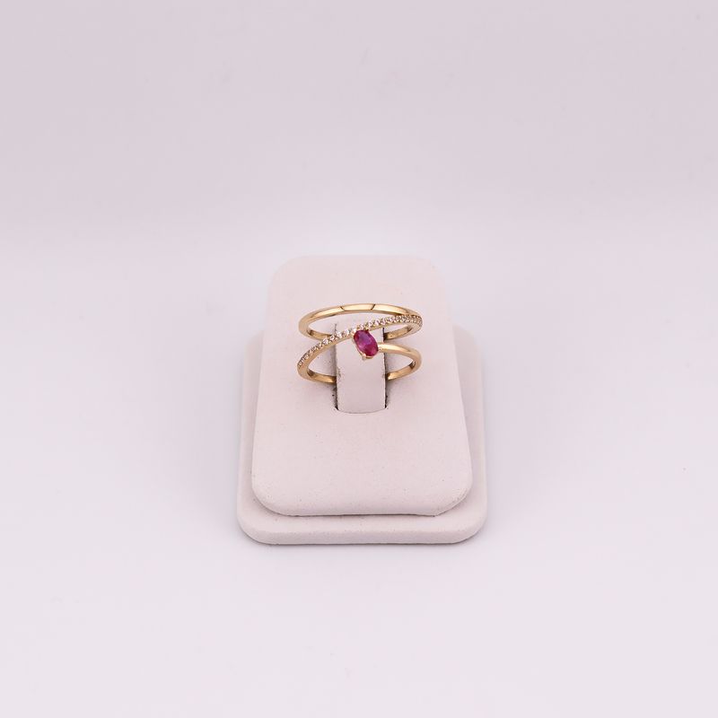 Anillo Lineas C/p Roja 14k 2.9 #6.5