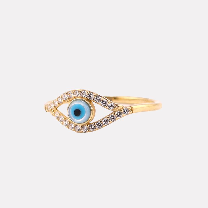 Anillo Ojo C/piedras Bns. 14k 1.5g #8.5