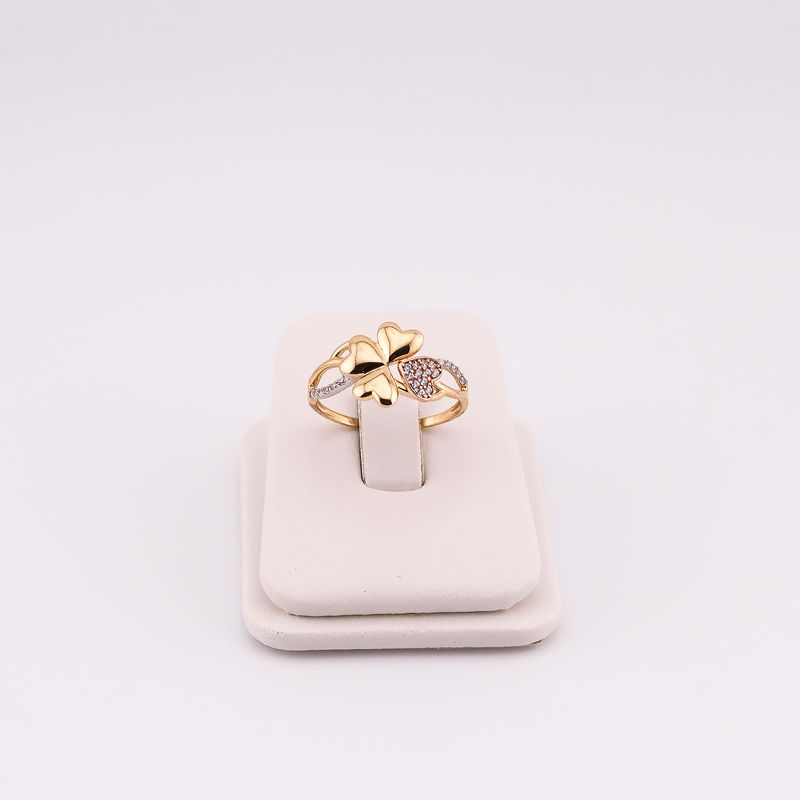 Anillo Flor/corazones 14k 1.9g #8.5