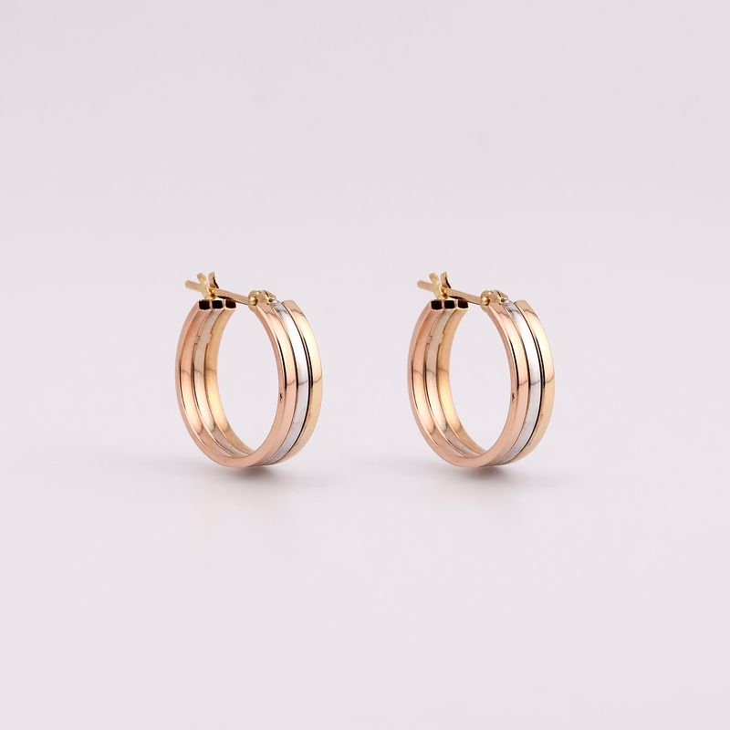 Arracadas Chicas Triple Tonos 14k 2.2g
