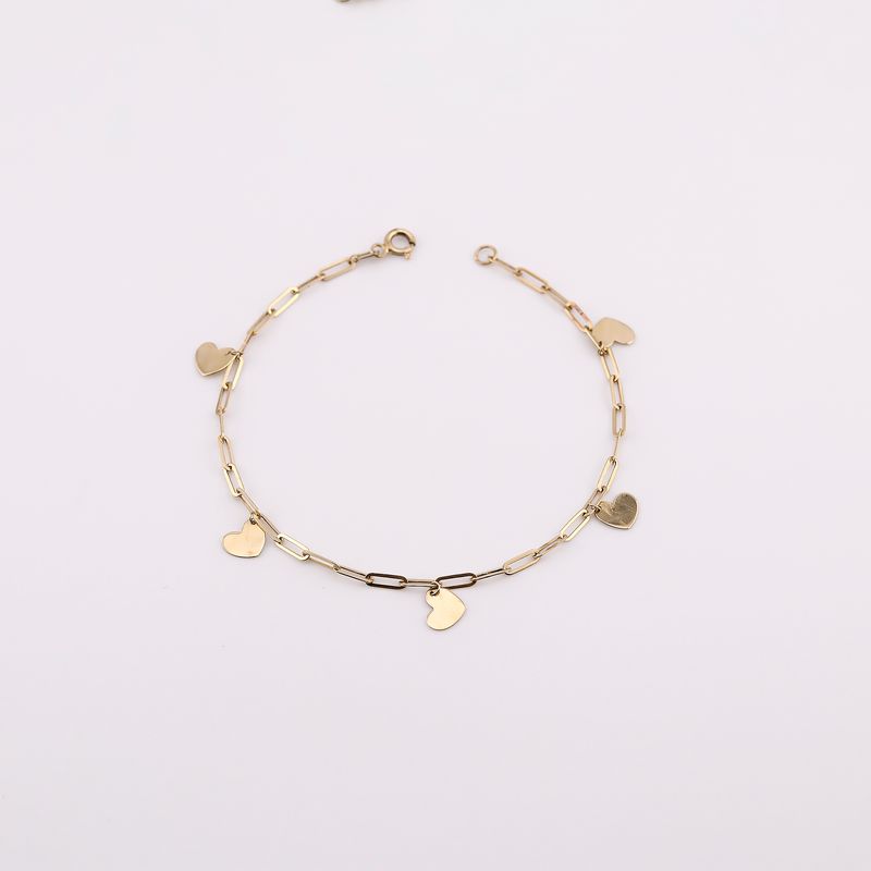 Pulsera Corazones  10k 1.7g 18cm