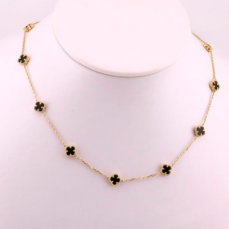 Gargantilla Trebol C/p Negra  14k 7.5g