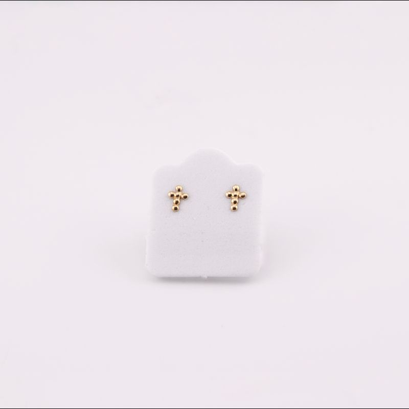 Broqueles Cruz Mini Bolitas 10k 0.1g