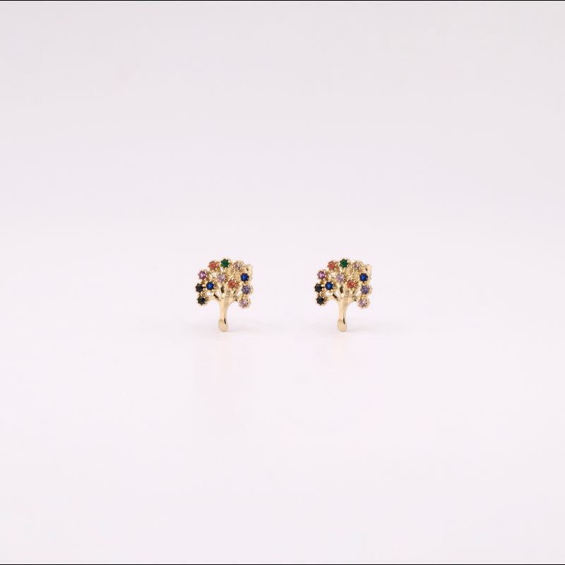 Aretes Arbol De La Vida C/p Colores 14k 2.2g