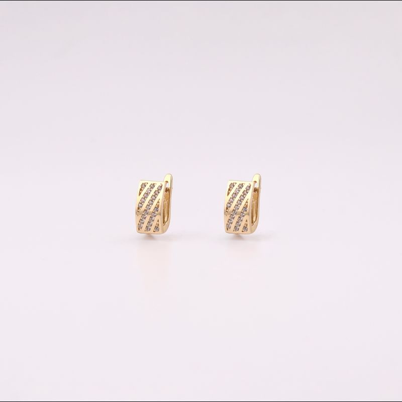 Aretes Rectangular  C/p Broche Patente 14k 2.5g