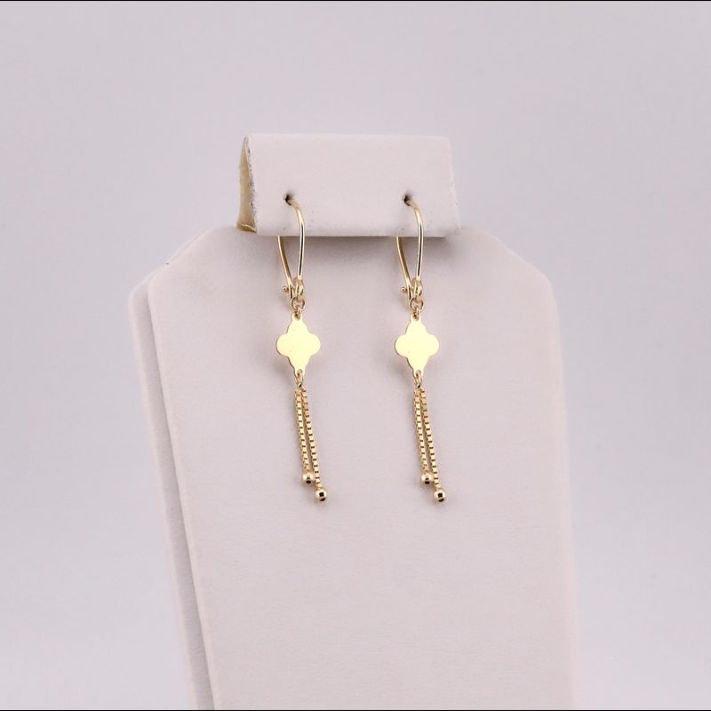 Aretes Largos Flor 14k 1.2g