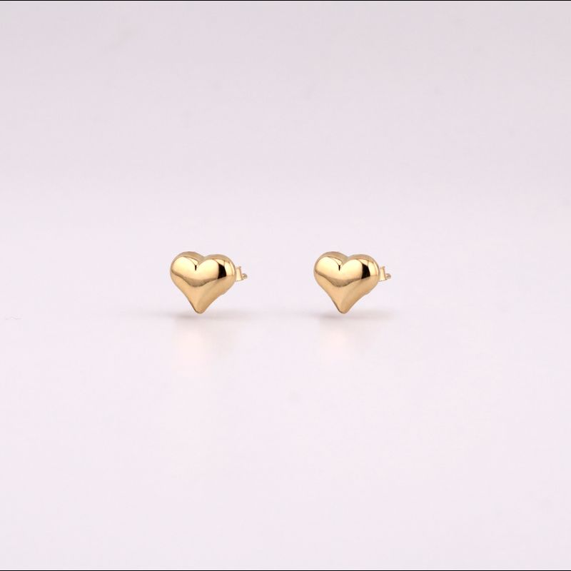 Aretes Corazon Inflado 14k. 1.8g