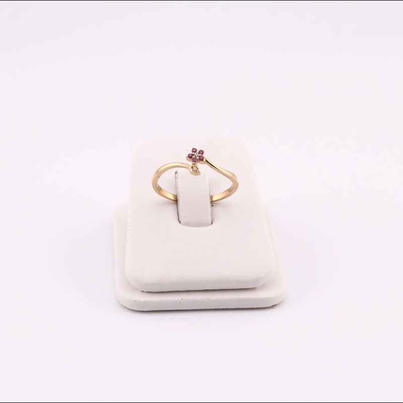 Anillo Flor Ajustable C/p Rosa 14k 1.4g