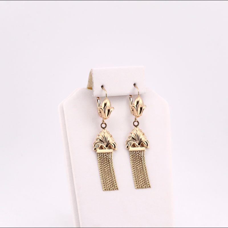 Aretes Largos Penacho 14k 6g