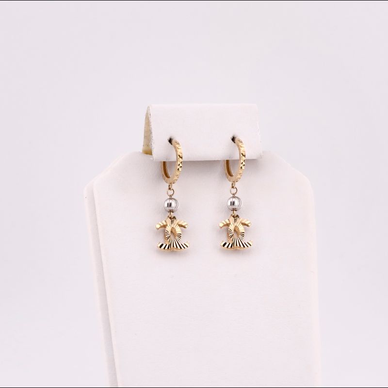 Aretes Chanel Relim. C/borlas 14k 2g