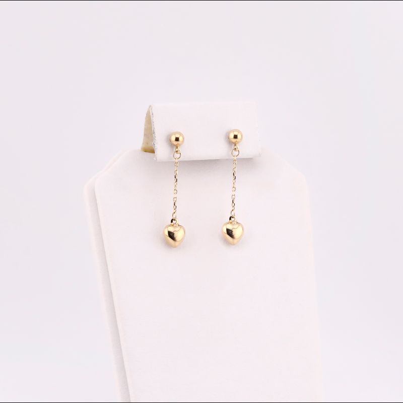 Aretes Corazon Colgantes 14k 1.2g