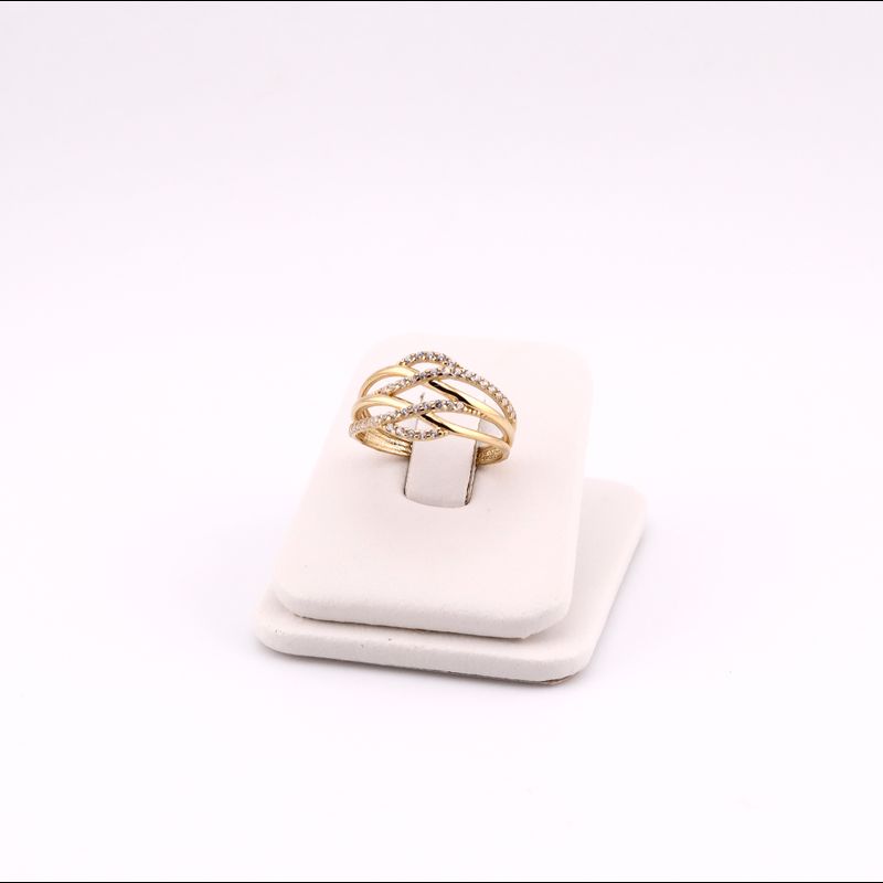 Anillo Ondas Cruzadas C/p Bcas 10k 1.7g #7
