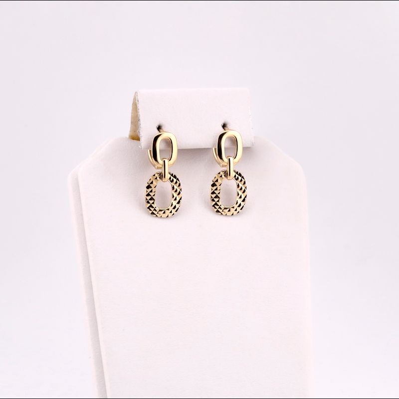Aretes Huggies Largos Diamantados 14k 2.4g