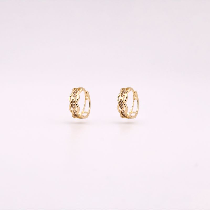 Aretes Huggie  Cruzado C/p 14k 2.2g
