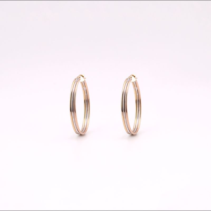 Arracadas Ovalo Triple Tnos 14k 3.2