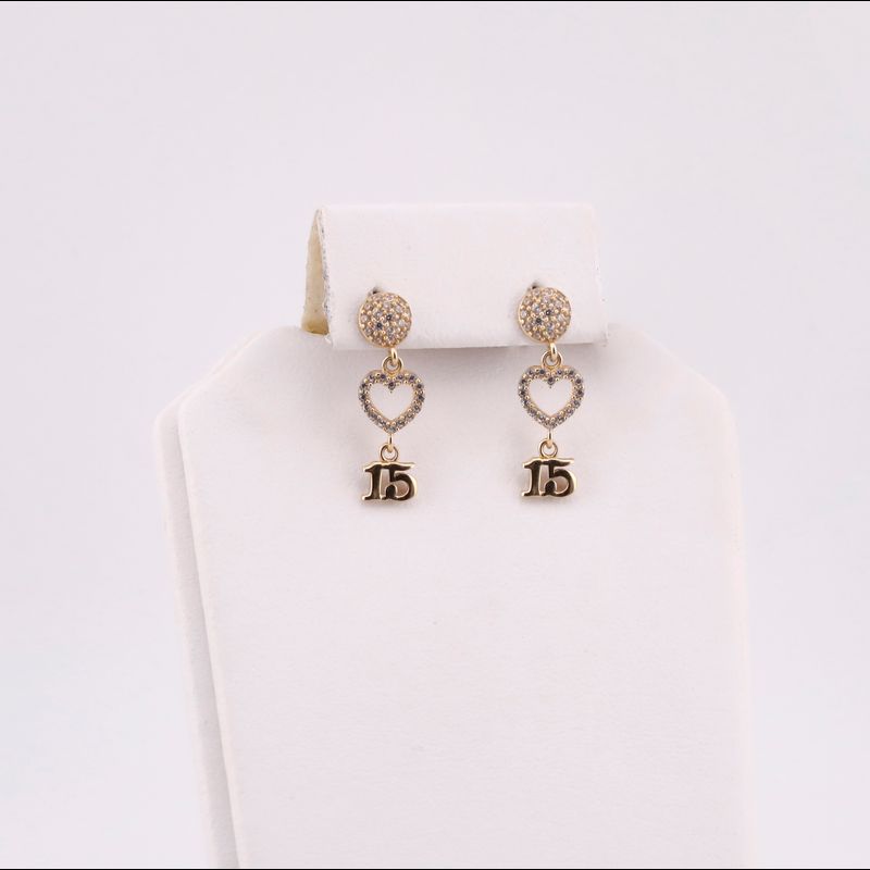 Aretes Corazon C/p 15 Años 14k 2g