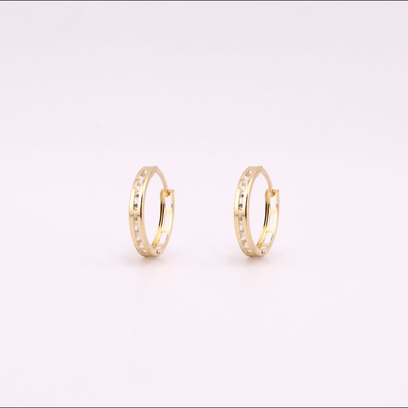 Aretes Huggies C/p  Bca 14k 1.8g