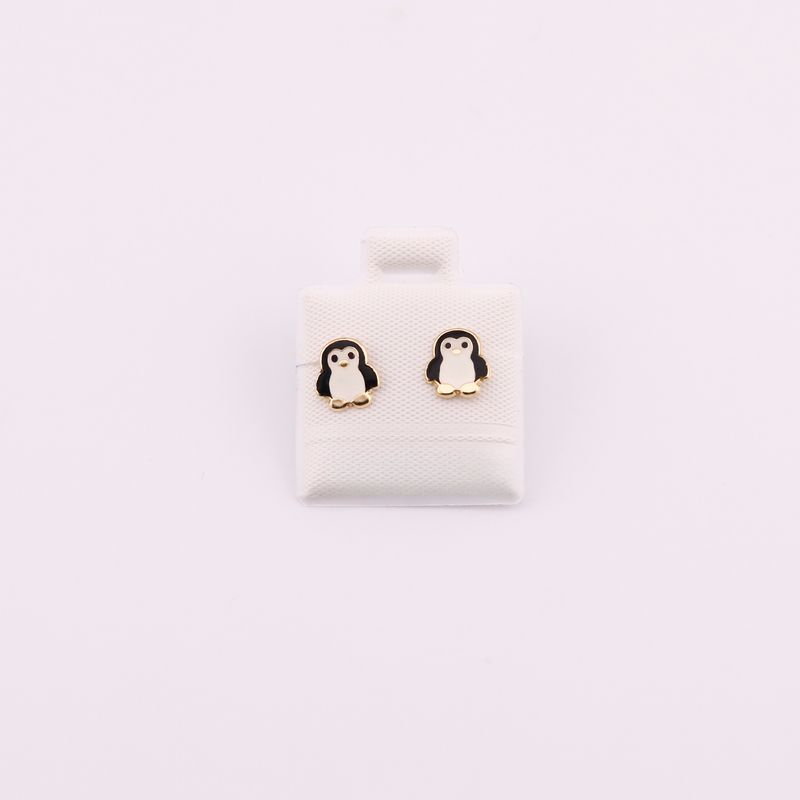 Broqueles Pingüino Esmalte 10k 0.3g