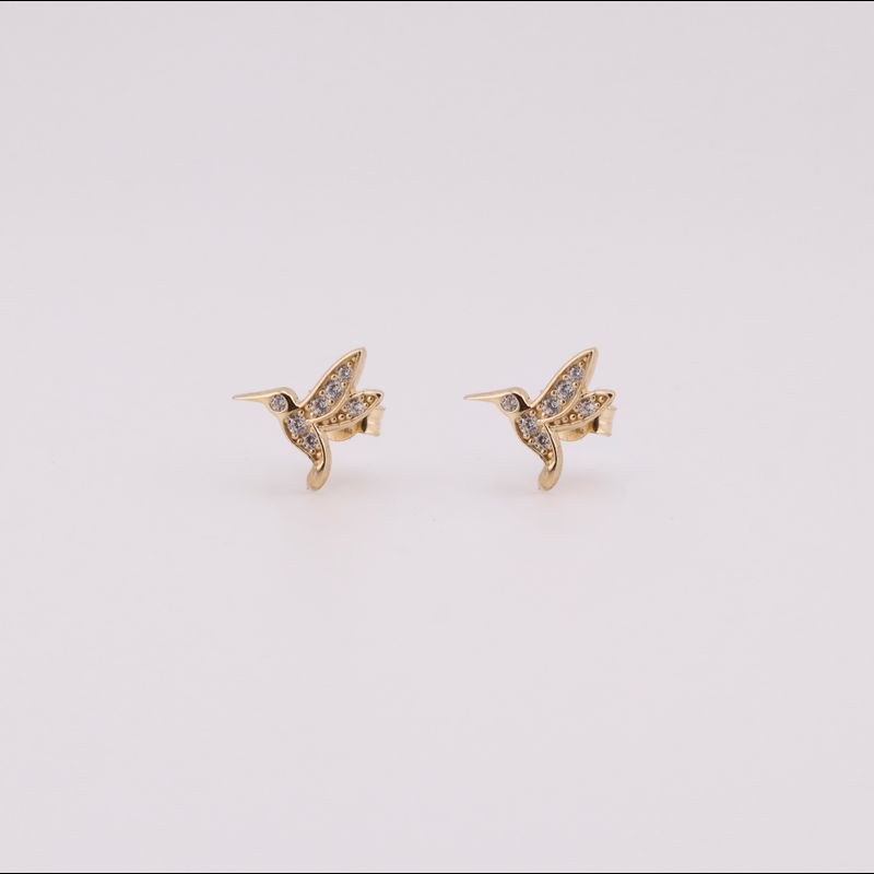 Aretes Colibrí 14k. 1.4g