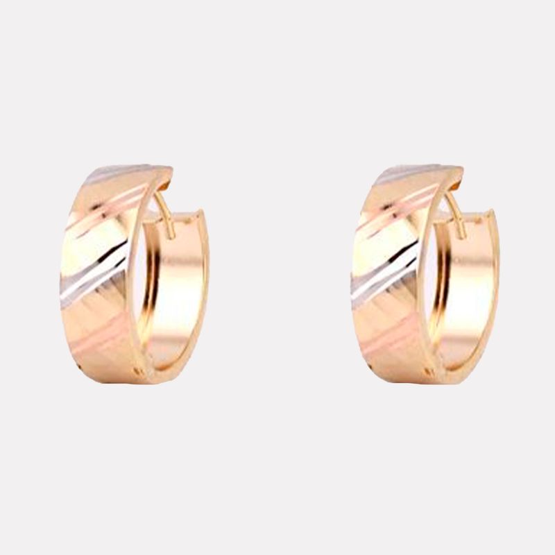 Aretes Huggie Ancho Diamant. 3tnos 14K 2.7g