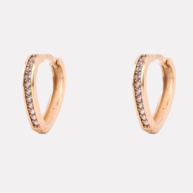 Aretes Huggie Corazon C/p 14K 2.1g