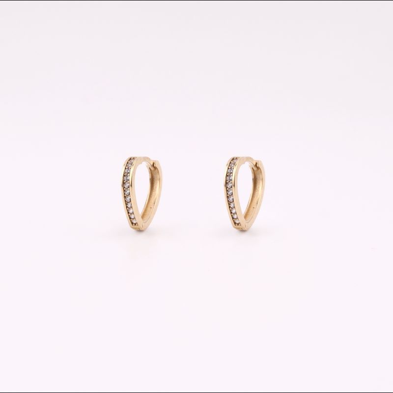 Aretes Huggie  Corazon C/p  14k 2.1g