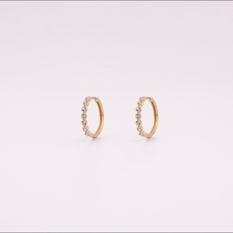 Aretes Huggie  C/p  Biselada 14k 2.4g