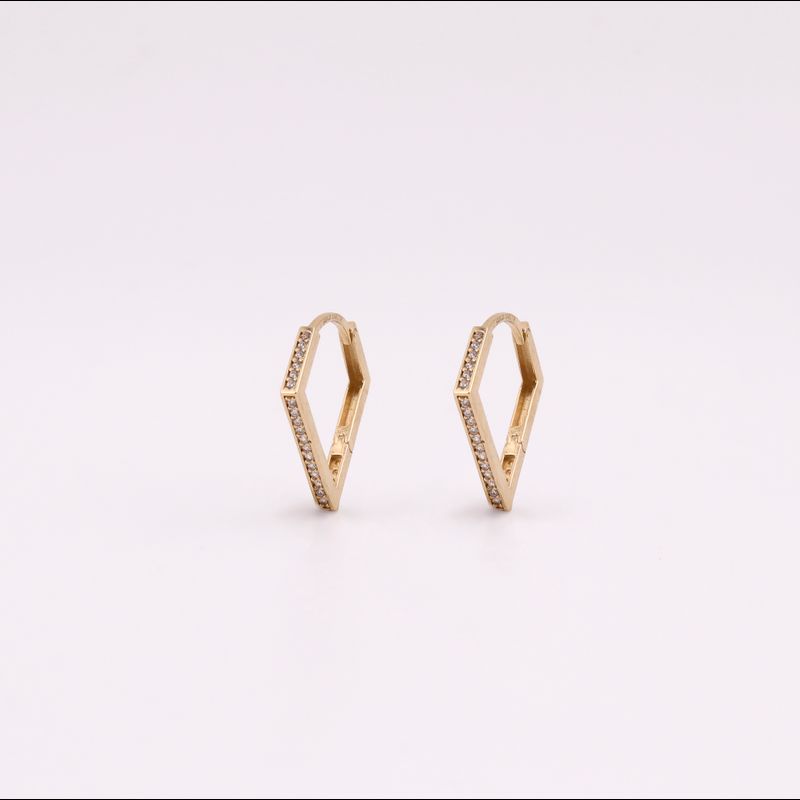 Aretes Huggie  Trapecio C/p 14k 2.3