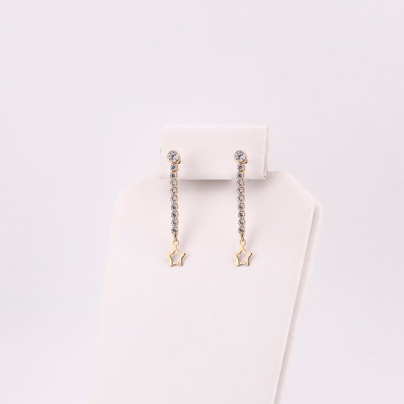 Aretes Largos C/p Y Estrella 14k 1.4g