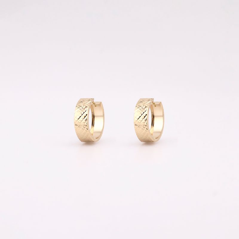 Aretes Huggie Ancho Diamant. 14k 2.4g