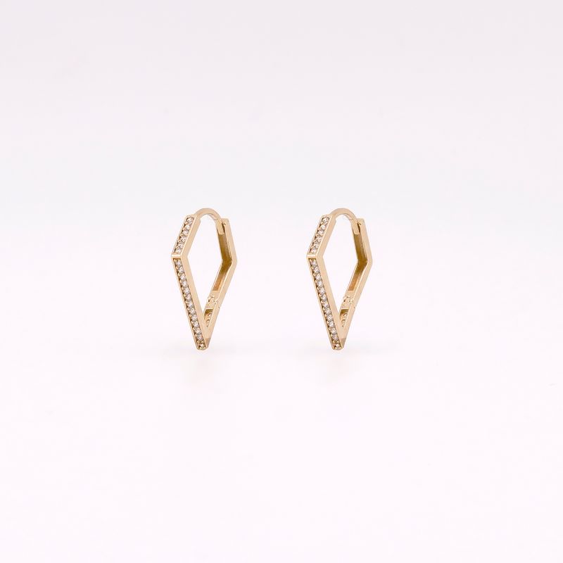 Aretes Huggie  Trapecio C/p 14k 2.1