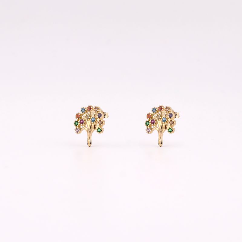 Aretes Arbol De La Vida C/p Colores 14k 2.2g