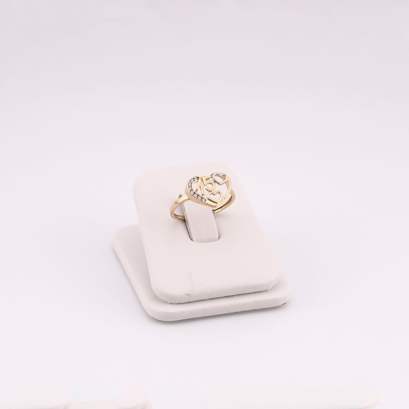 Anillo 15 Años Corazon C/p 14k 1.3g #6