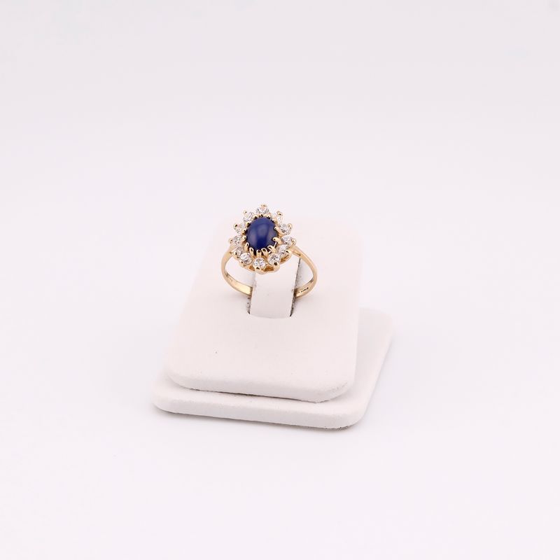 Anillo Ovalo C/p Morada Y Bca. 14k 2.8g #6
