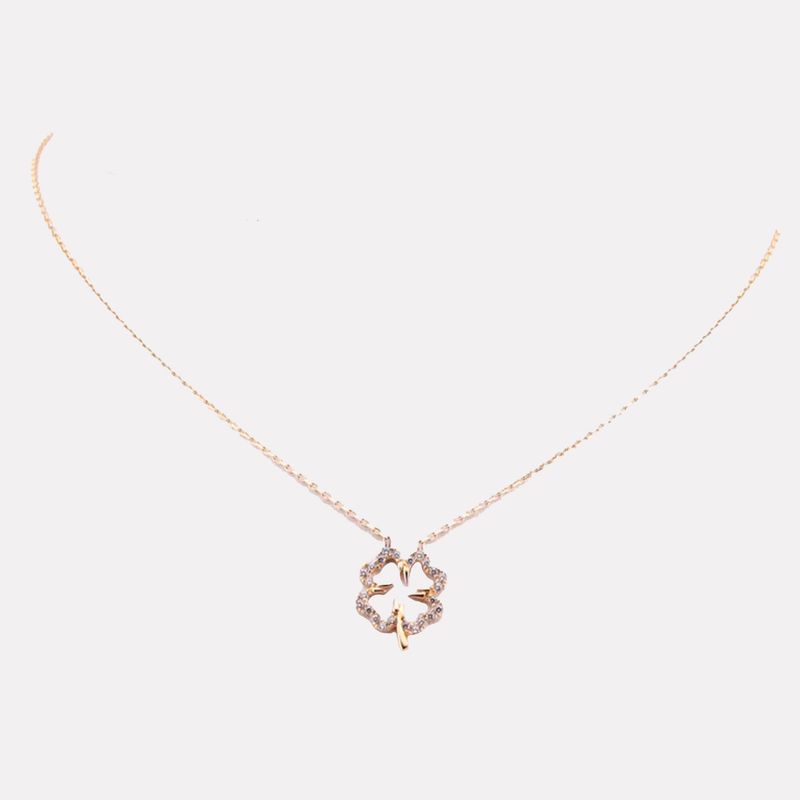 Gargantilla Trebol P/blca 14K 2.2g