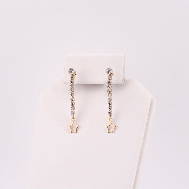 Aretes Largos C/p Y Estrella 14k 1.4g