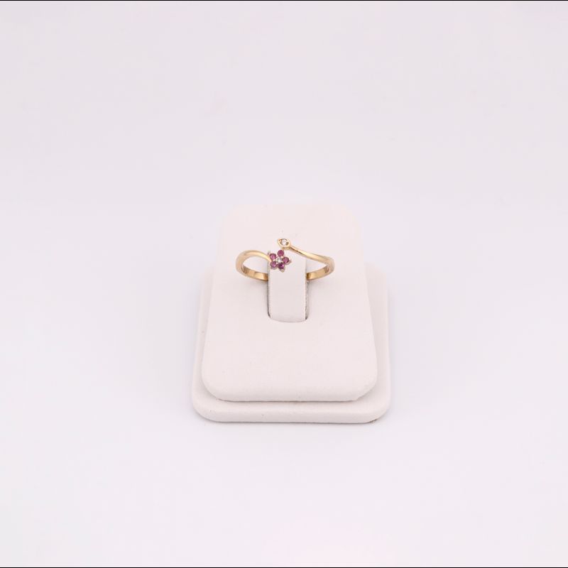 Anillo Flor Ajustable C/p Rosa 14k 1.4g