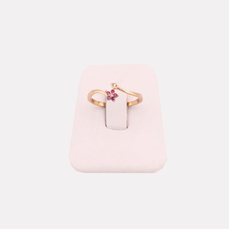 Anillo Flor Ajustable C/p Rosa 14K 1.4g