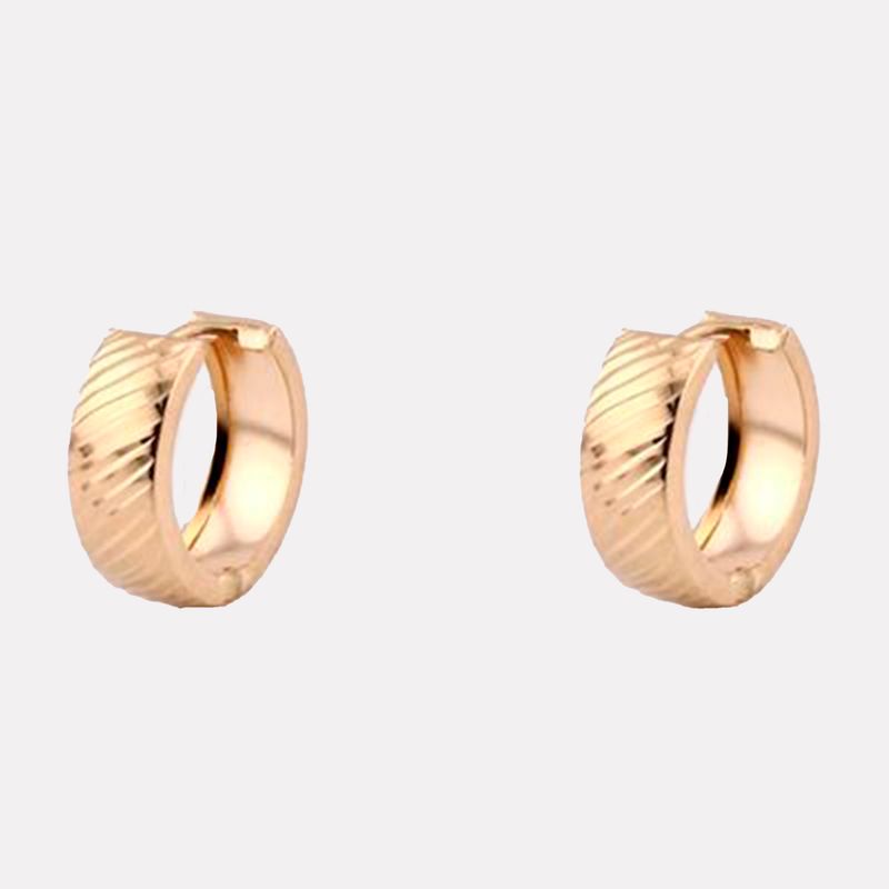 Aretes Huggie Ancho Diamant. 14K 2.3g