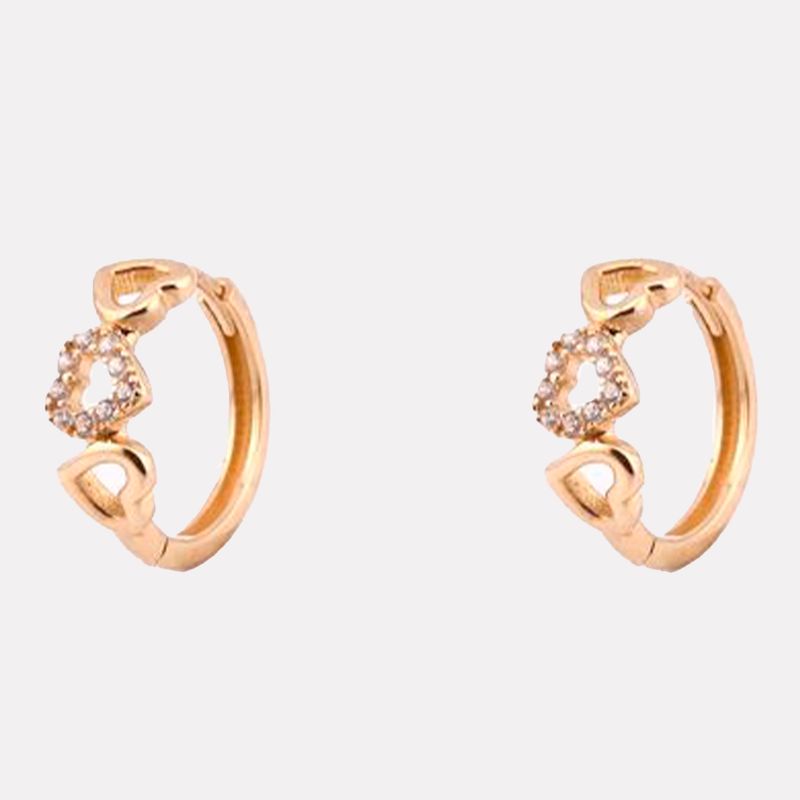 Aretes Huggie Corazon C/p 14K 2.3g