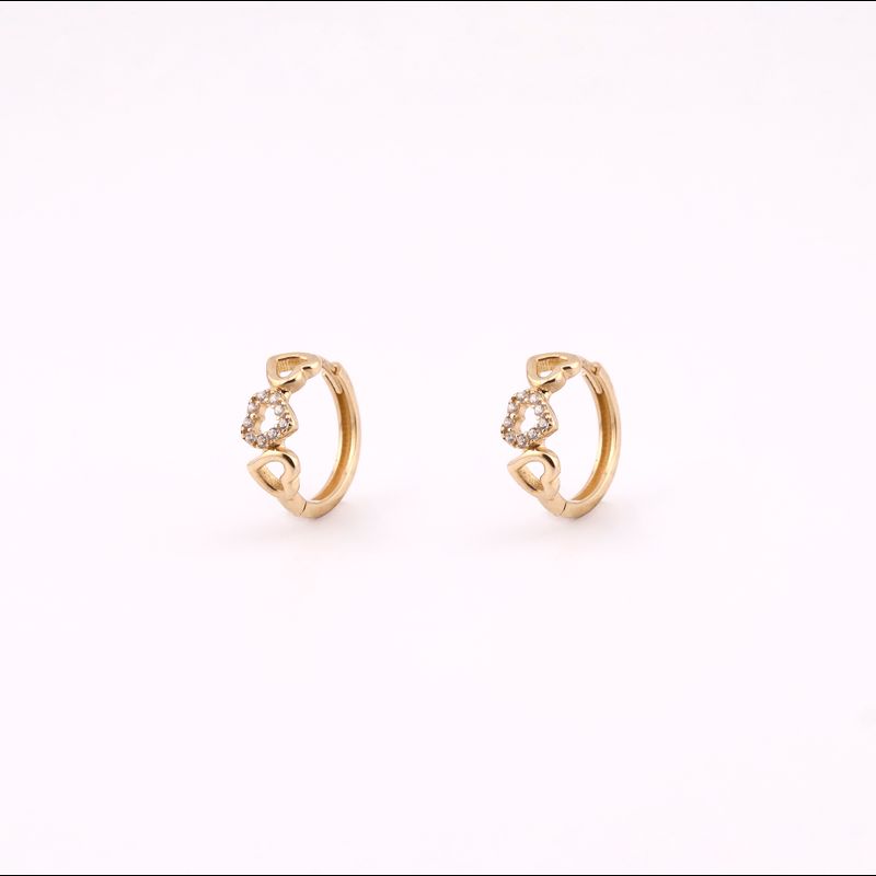 Aretes Huggie  Corazon  C/p 14k 2.3g