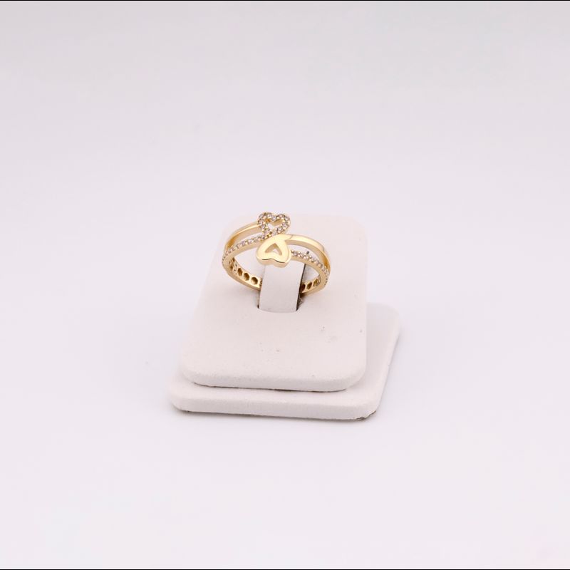 Anillo Corazon Doble C/p  14k 2.5g #7.5