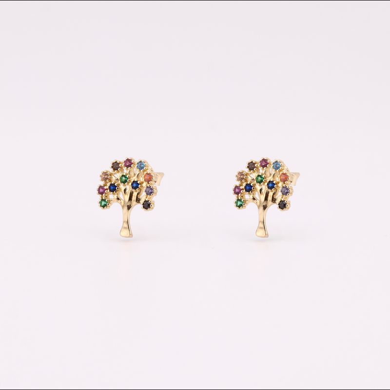 Aretes Arbol De La Vida C/p Colores 14k 2.2g