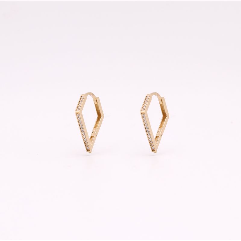 Aretes Huggie  Trapecio C/p 14k 2.2