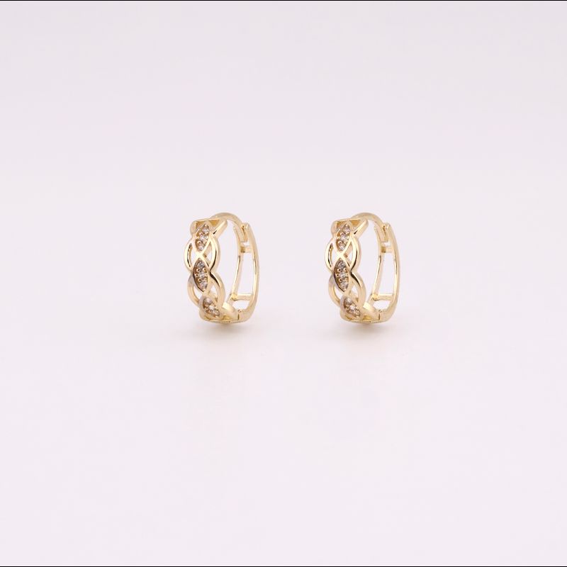 Aretes Huggie  Cruzado C/p 14k 2.2g