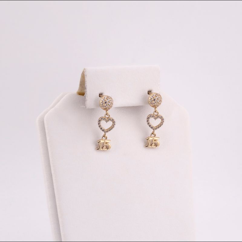 Aretes Corazon C/p 15 Años 14k 2g
