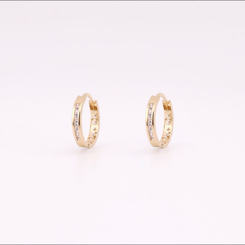 Aretes Huggies C/p  Bca 14k 2.3g