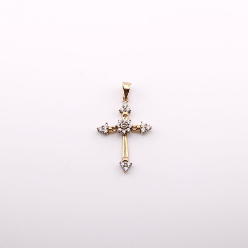 Dije Cruz Flor C/p 14k 3.7g